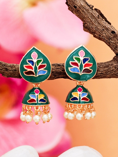 

aadita Gold-Toned Contemporary Jhumkas