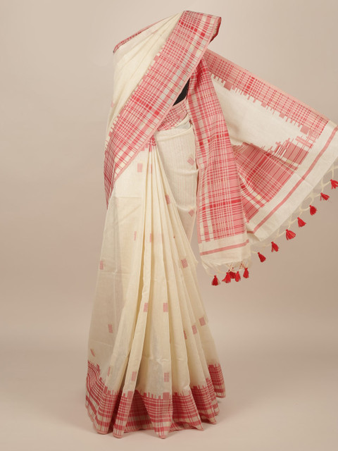 

Pothys Cream-Coloured Woven Design Jute Silk Saree
