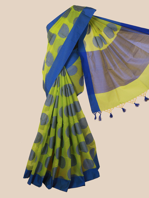 

Pothys Green & Navy Blue Supernet Woven Design Saree
