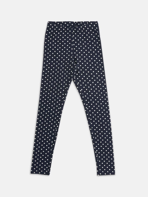 

Pantaloons Junior Girls Navy Blue & White Polka Dot Printed Ankle-Length Leggings