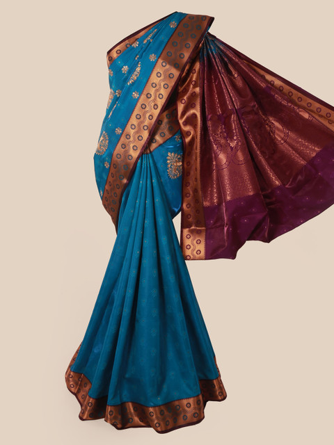

Pothys Blue & Golden Art Silk Woven Design Saree