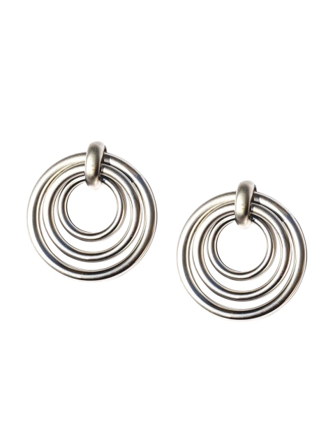 

Foxy Sperks Silver-Toned Circular Drop Earrings