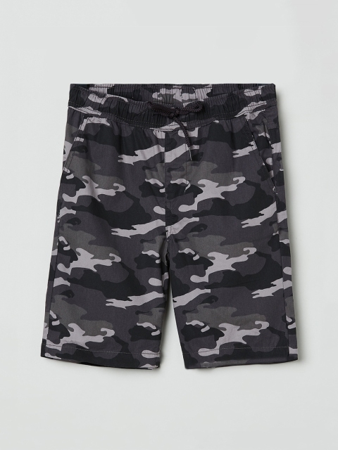 max Boys Grey Printed Regular Fit Cotton Shorts
