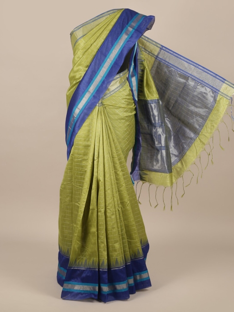

Pothys Green Solid Jute Silk Saree