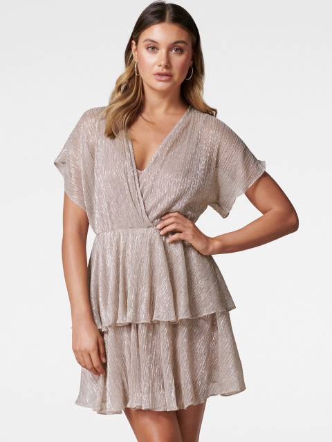 

Forever New Women Pink Self Design Fit and Flare Dress