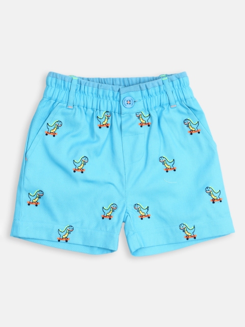 

Nauti Nati Boys Blue & Red Printed Cotton Regular Shorts
