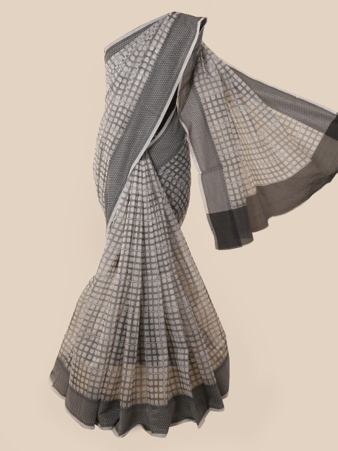 

Pothys Grey Printed Supernet Saree