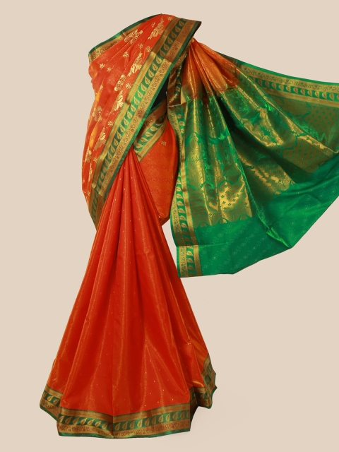 

Pothys Orange & Green Art Silk Woven Design Saree