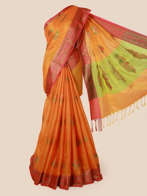 

Pothys Orange Woven Design Cotton Blend Saree