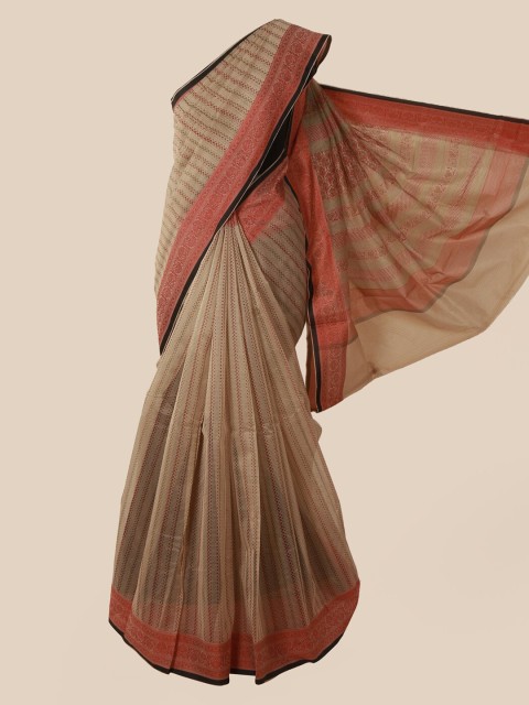 

Pothys Cream-Coloured Printed Supernet Saree