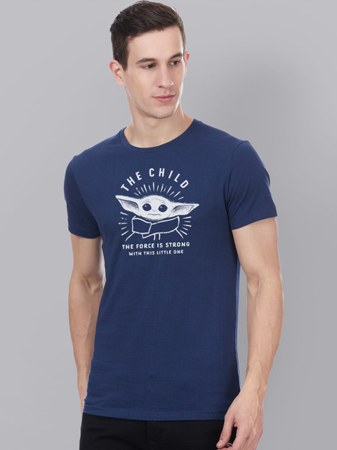 

Free Authority Men Blue The Mandalorian Printed Round Neck Pure Cotton T-shirt
