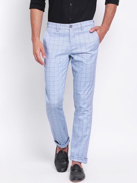 

Turtle Men Blue Slim Fit Checked Regular Trousers
