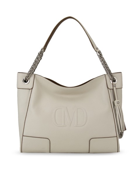 

Da Milano Off-White Solid Leather Hobo Bag