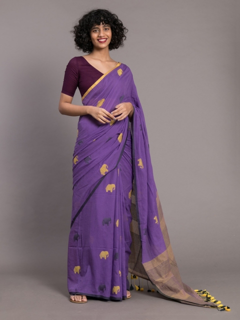 

Suta Purple Printed Pure Cotton Saree