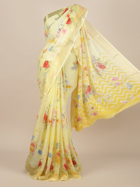 

Pothys Yellow & Red Poly Chiffon Printed Saree