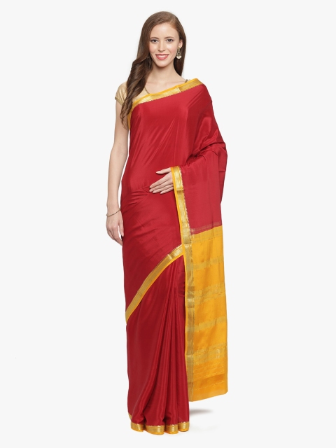 

Sudarshan Silks Red Pure Silk Solid Mysore Silk Saree