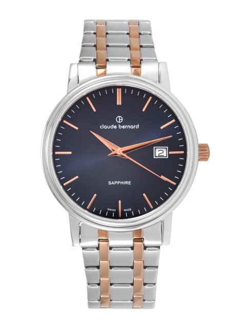 

claude bernard Unisex Blue & Silver-Toned Analogue Watch 53007 357RM