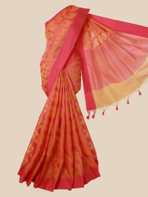 

Pothys Orange Woven Design Supernet Saree