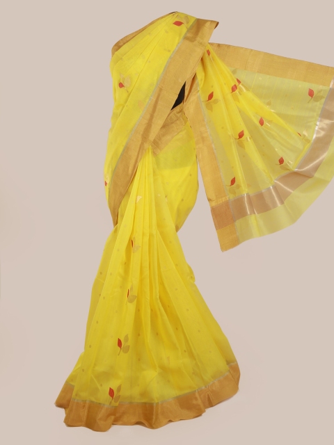 

Pothys Yellow Pure Silk Woven Design Kanjeevaram Saree