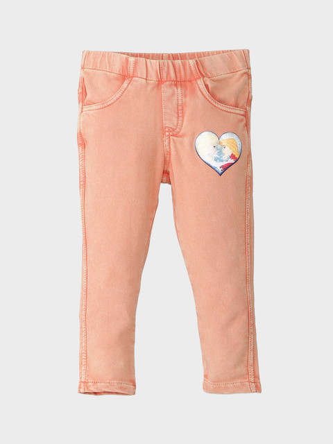 

Kids Ville Girls Orange Regular Fit Frozen Printed Regular Trousers