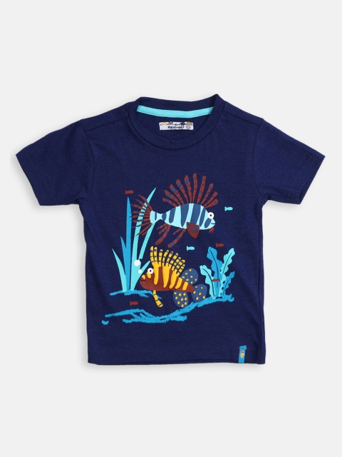 

Nauti Nati Boys Navy Blue Printed Round Neck T-shirt