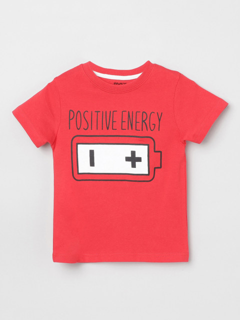 

max Boys Red Printed Round Neck T-shirt