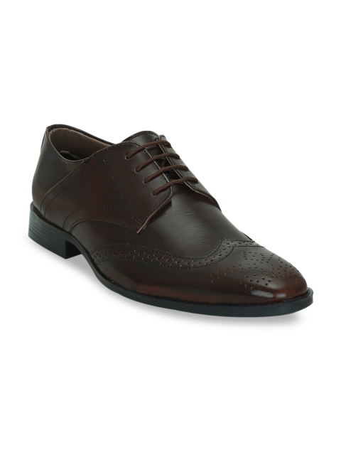 

Get Glamr Men Coffee Brown Perforated Leather Formal Brogues