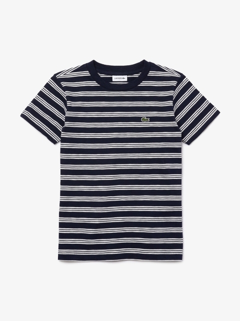 

Lacoste Boys Navy Blue Striped Cotton Round Neck T-shirt