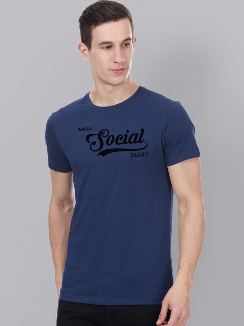 

Free Authority Men Blue Printed Round Neck Pure Cotton T-shirt