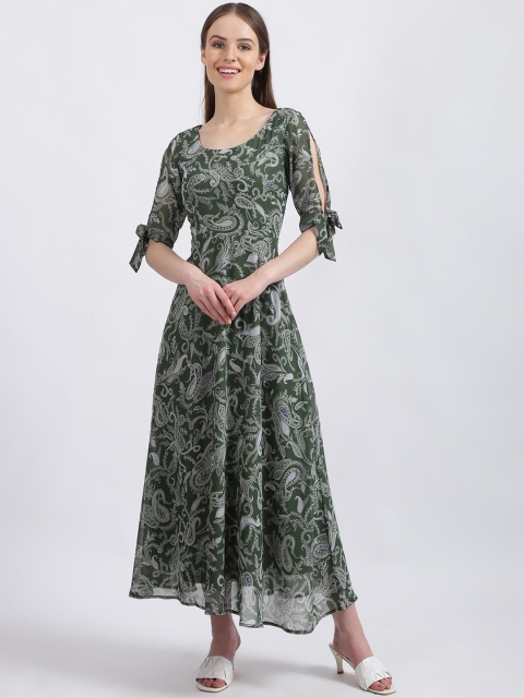 

Zink London Women Green Printed Fit and Flare Dress
