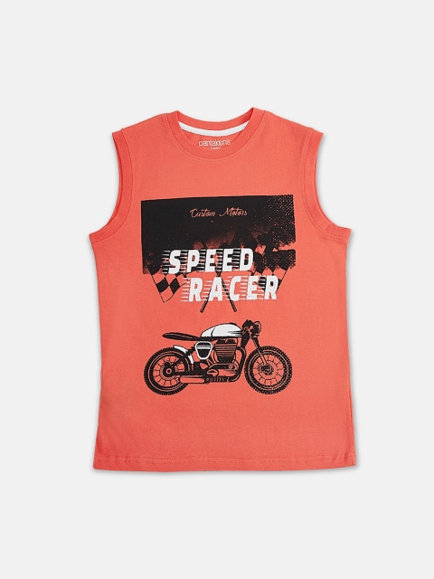 

Pantaloons Junior Boys Rust Printed Round Neck T-shirt