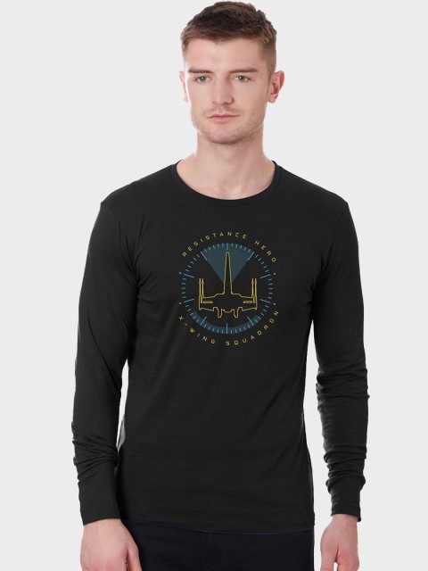 

Free Authority Men Black Star Wars Printed Round Neck Pure Cotton T-shirt
