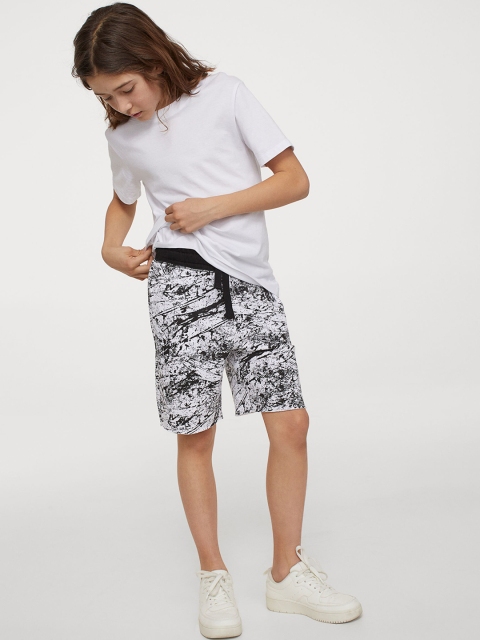 H&M Boys White Printed Sweatshirt Shorts