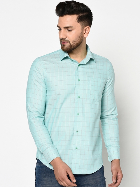 

Blackberrys Men Green India Slim Fit Checked Formal Shirt