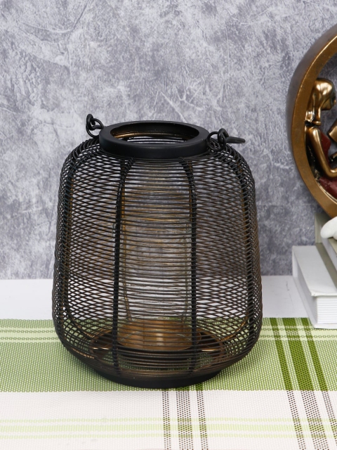 

Aapno Rajasthan Black Cylindrical Lantern Candle Holder