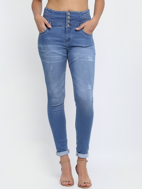 

Global Republic Women Blue Slim Fit High-Rise Low Distress Jeans