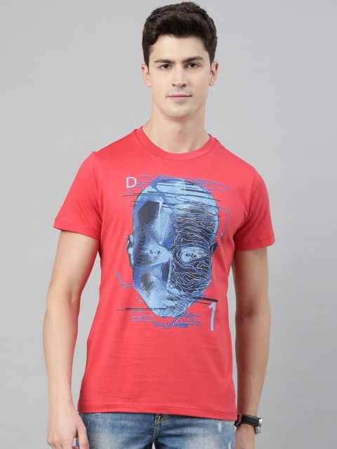 

QUANCIOUS Men Coral Printed Round Neck Organic Cotton Sustainable T-shirt