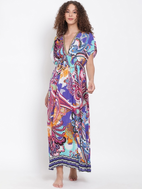 

Oxolloxo Women Blue & Pink Printed Cover-Up Beach Dress