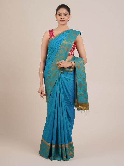 

Pothys Blue & Golden Art Silk Printed Saree
