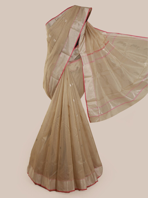 

Pothys Cream-Coloured Pure Silk Woven Design Kanjeevaram Saree