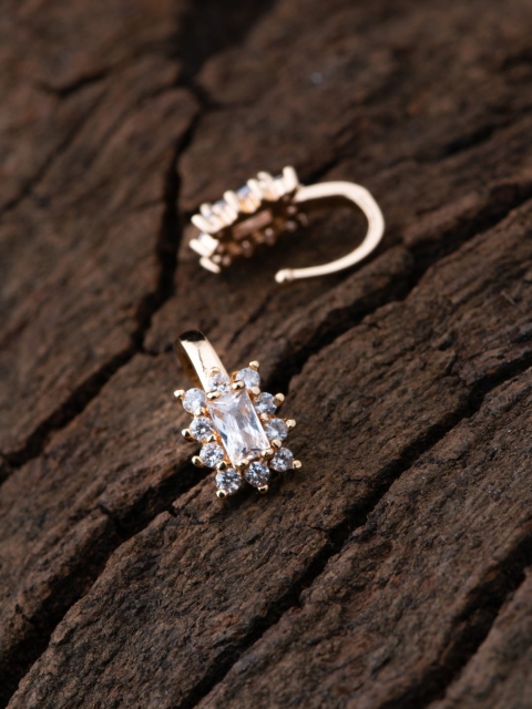 

Alankruthi Set Of 2 Gold-Plated White CZ & AD-Studded Nosepins