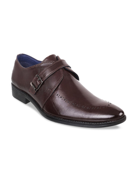 

Mochi Men Coffee Brown Solid Leather Semiformal Slip-Ons