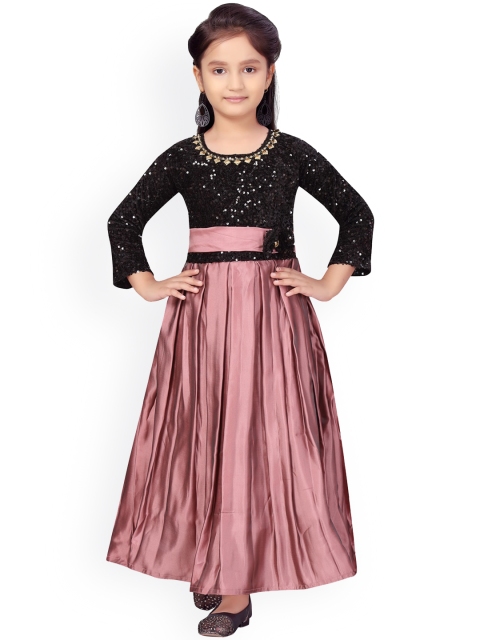 

Aarika Girls Black & Burgundy Embellished Fit and Flare Dress
