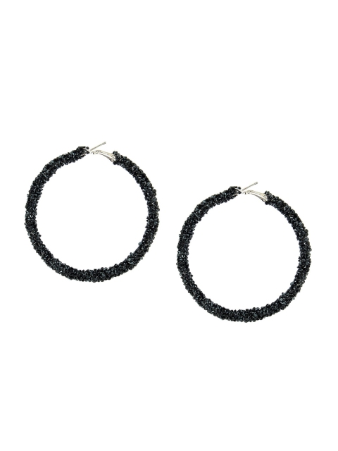 

Mali Fionna Black Contemporary Hoop Earrings