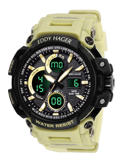 

EDDY HAGER Men Black & Yellow Analogue and Digital Watch 803