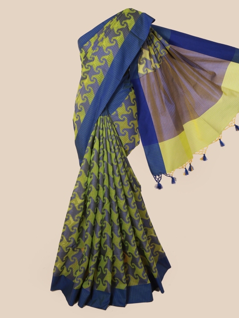

Pothys Green & Blue Supernet Woven Design Saree