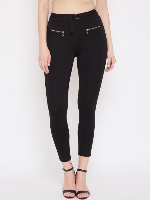 

Madame Women Black Solid Skinny-Fit Cotton Treggings