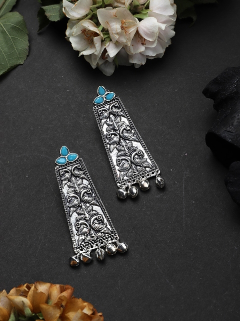 

Mali Fionna Silver-Toned Contemporary Drop Earrings