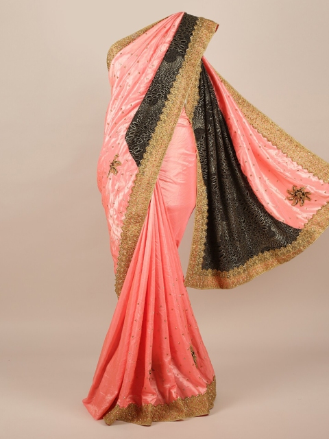 

Pothys Pink Embellished Jute Silk Saree