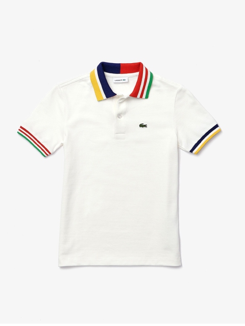 

Lacoste Boys White Solid Polo Collar T-shirt
